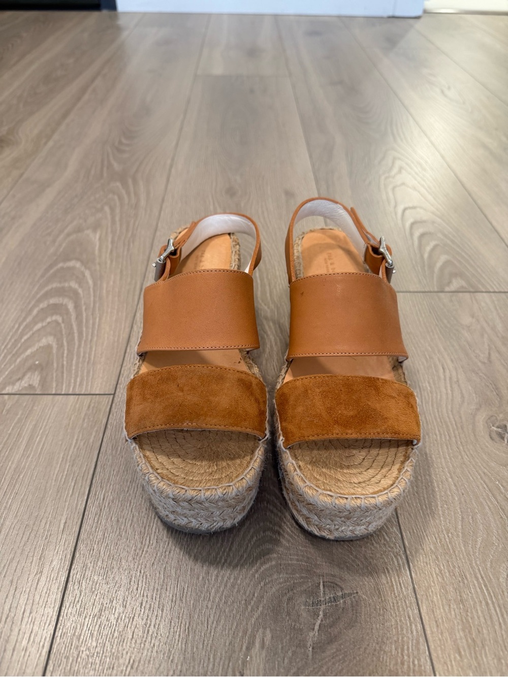 rag & bone Tan Suede and Leather Espadrille Wedge Sandals